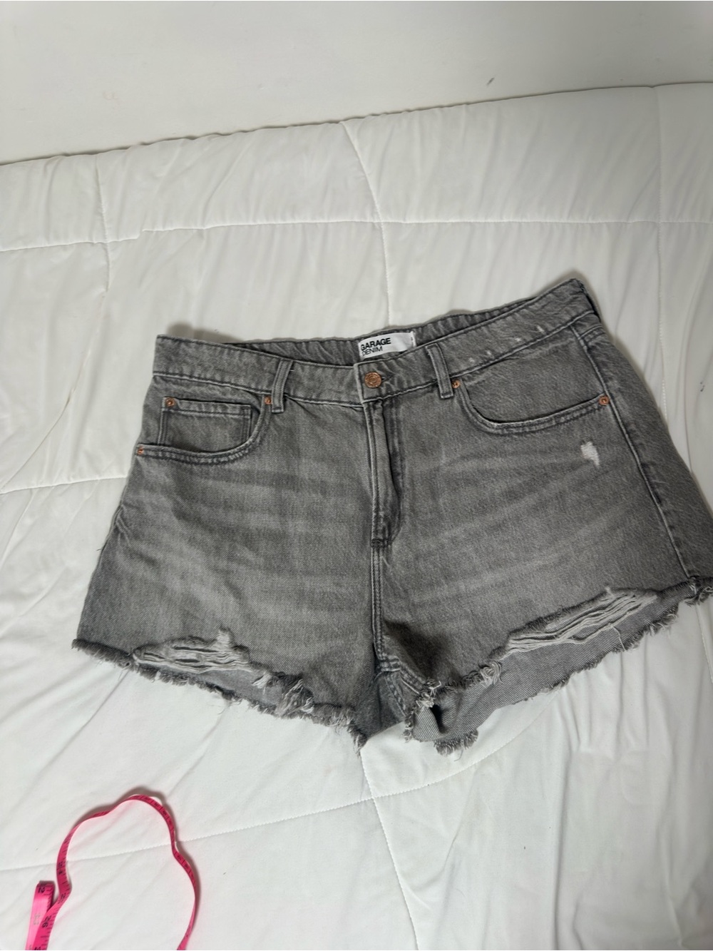 Garage Grey Distressed Denim Cutoff Shorts